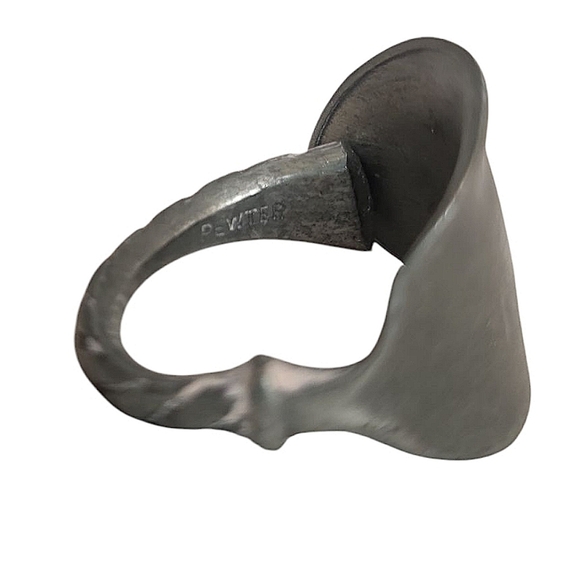 Pewter Spoon Etched  Silver Ring 5 - Picture 1 of 8
